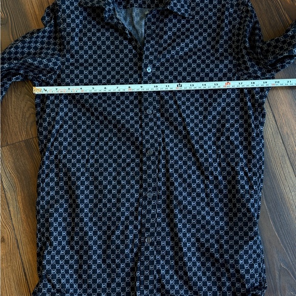Michael Kors Navy Geometric Button Down Shirt - Picture 11 of 12